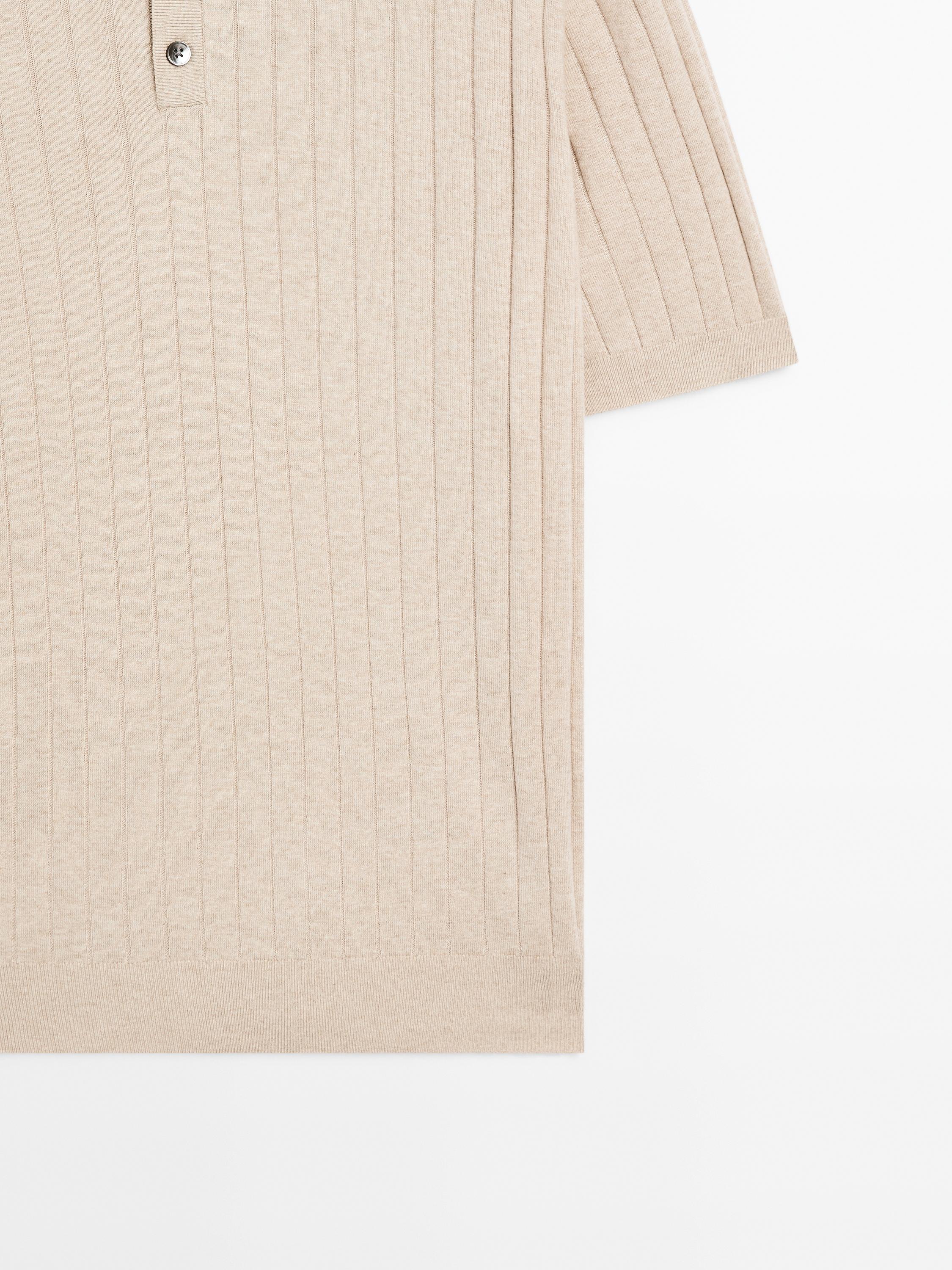 Ribbed knit polo shirt